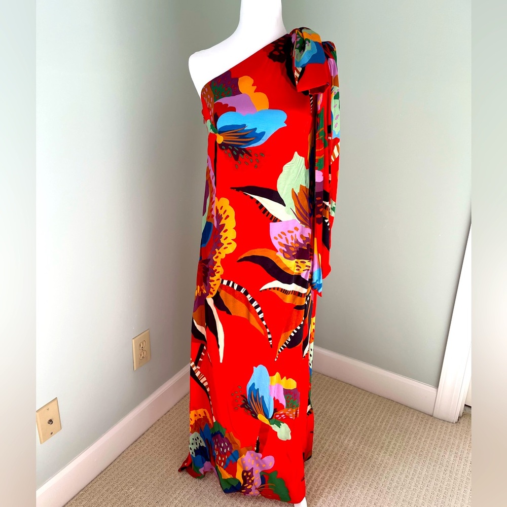 FARM Rio Tropical Floral Print One Shoulder Maxi Dress